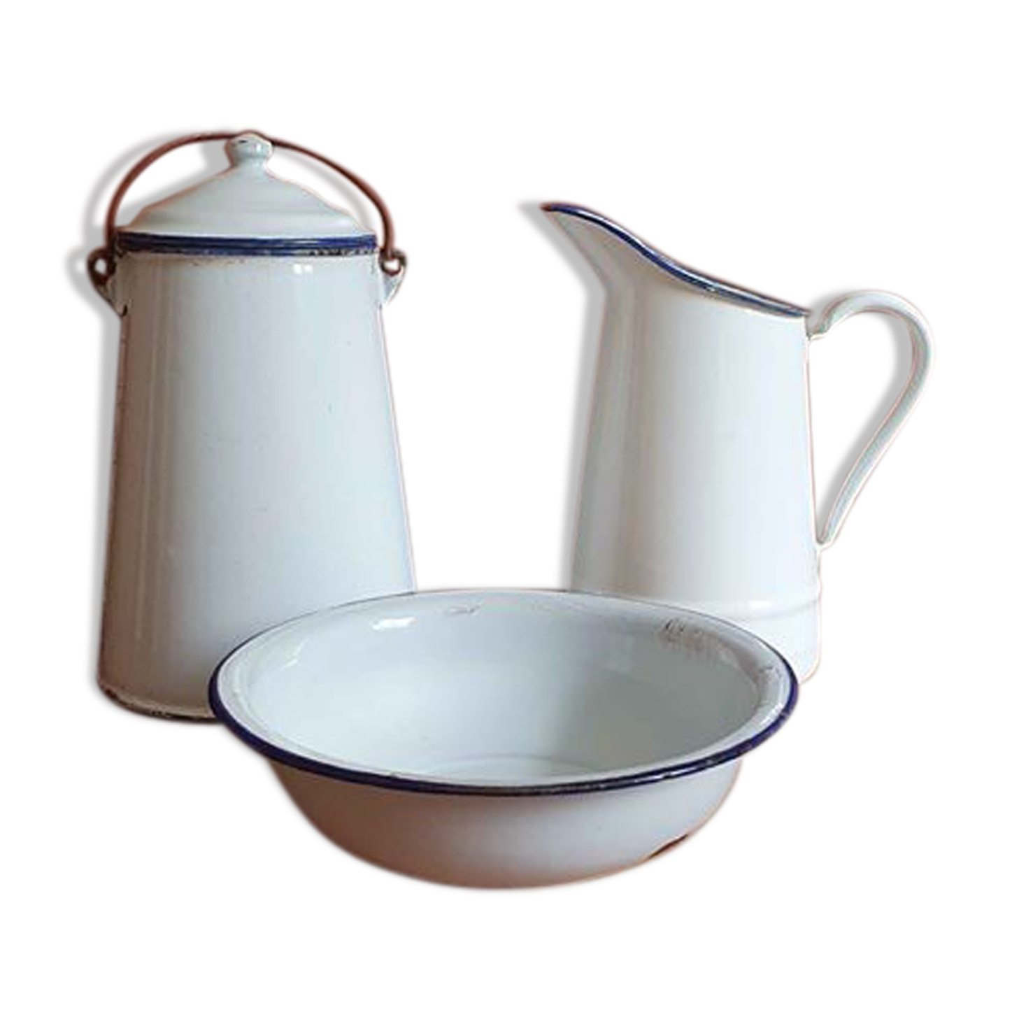 Vintage white and blue email set