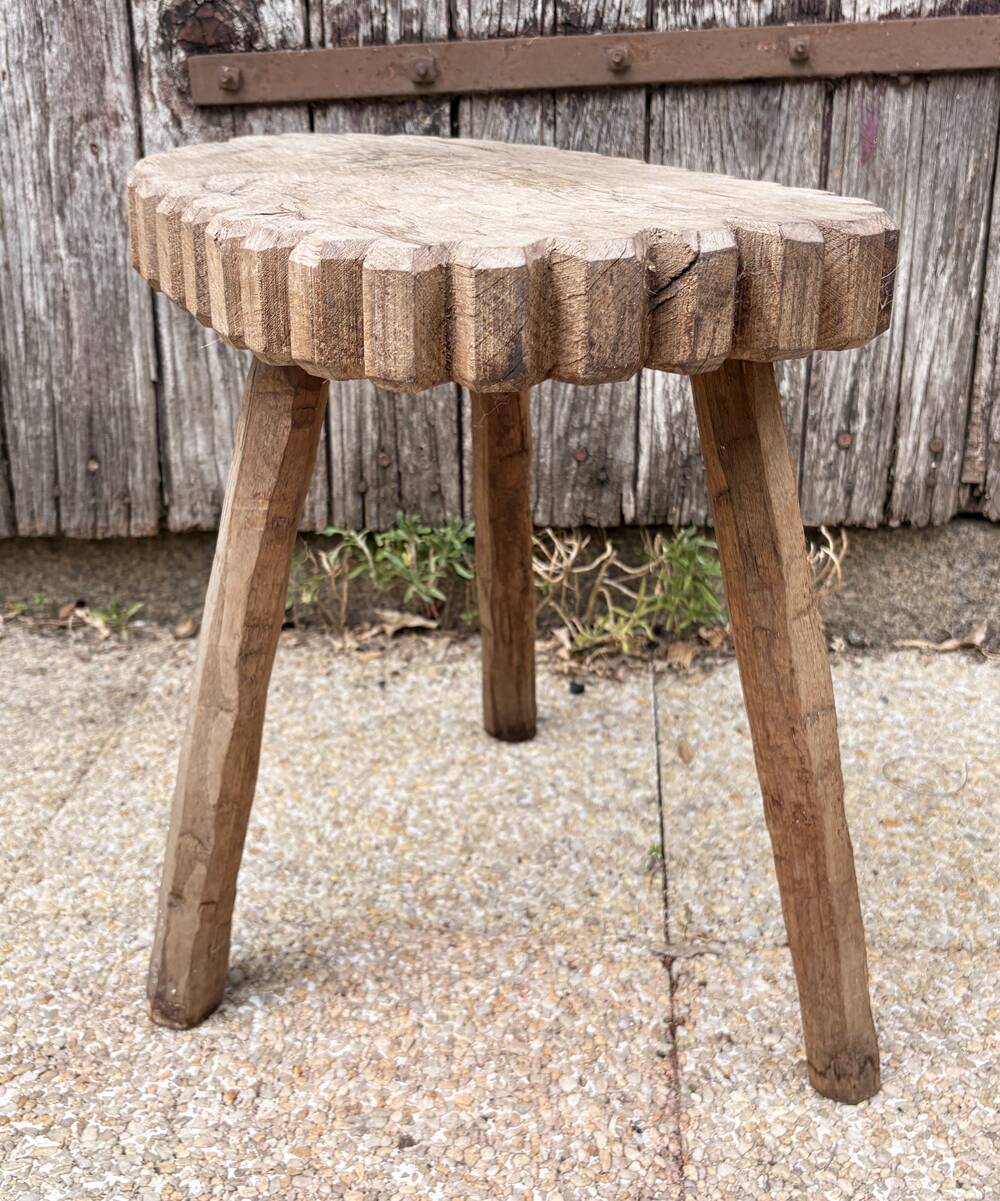 Sculptural brutalist stool, vintage side table, 1950s.