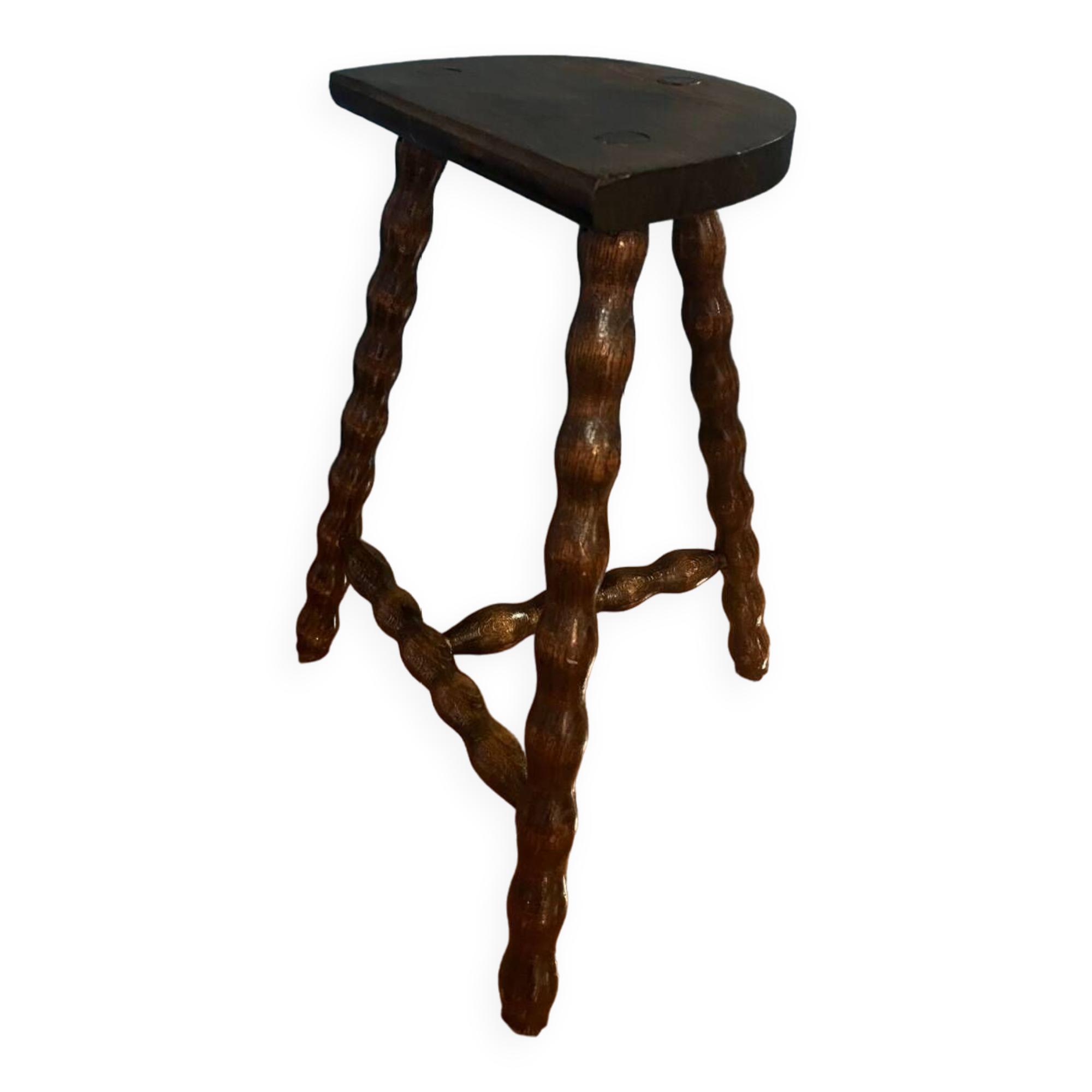 Tabouret tripode bois tourné