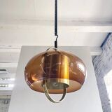 Suspension en laiton et verre fumé de Temde, Allemagne, années 1970