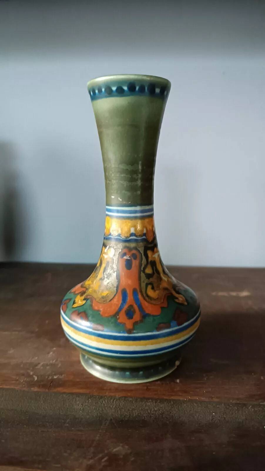Ceramica VASO portafiori manifattura gouda Liberty decoro rondo