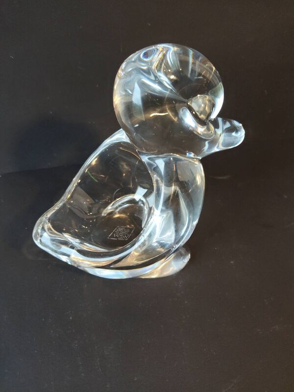 Vide-poche canard en cristal signé – Cristal de Vannes