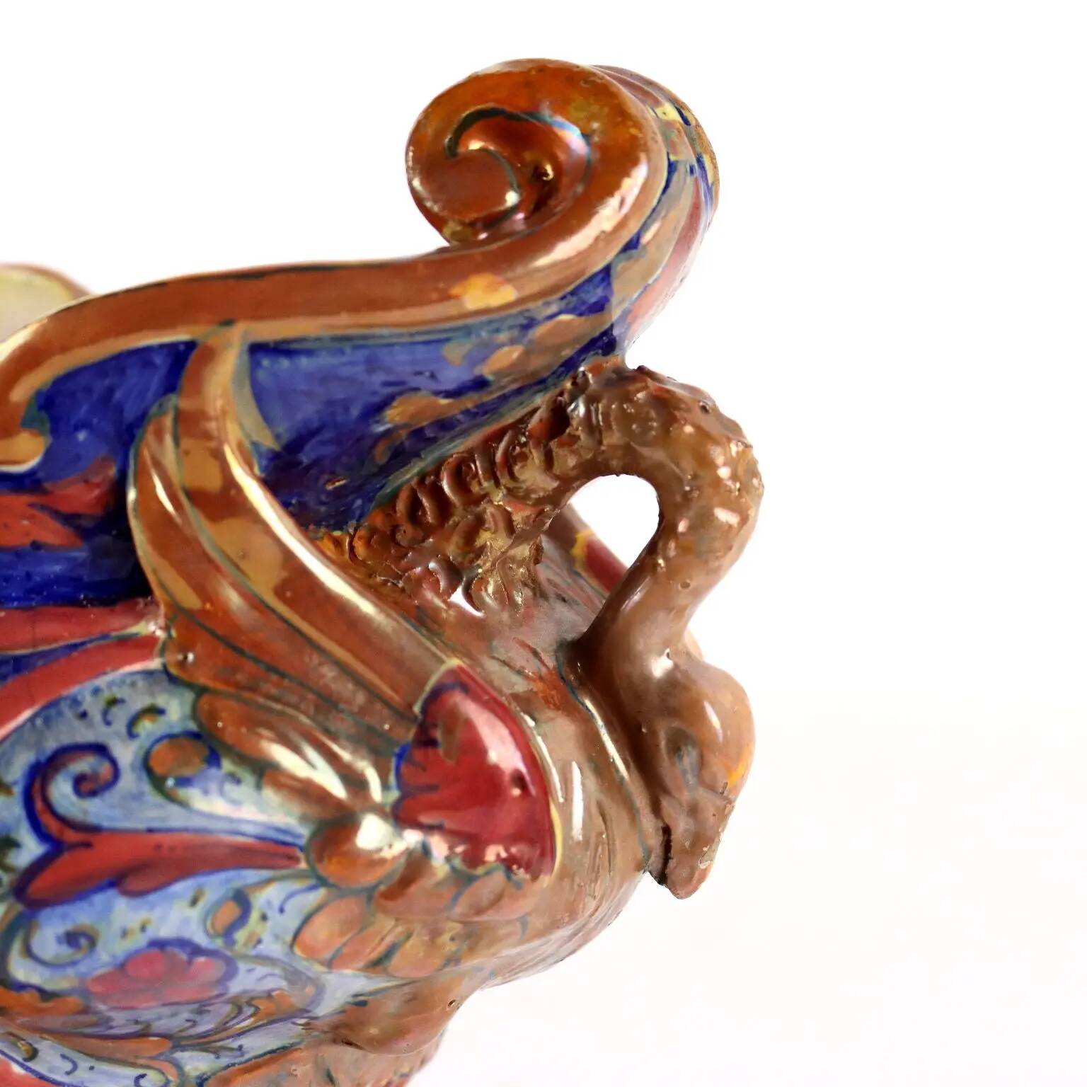 Antique jardinière in majolica Man. Santarelli Gualdo Tadini Italy 1920s