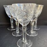 6 glasses with white wine crystal blown and cut xxth