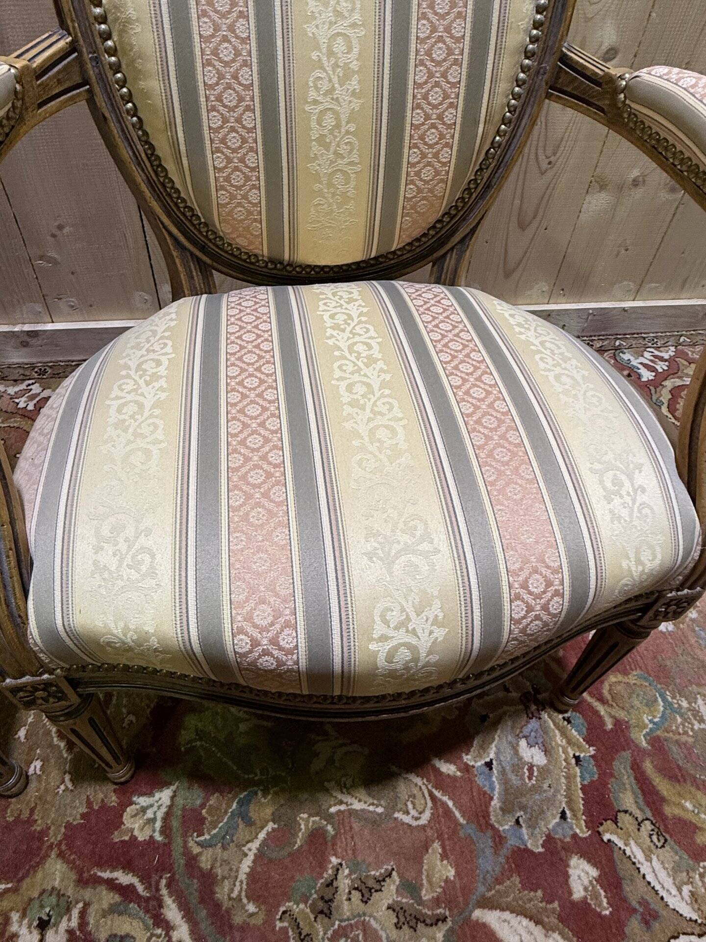 Paire de fauteuils médaillons de style Louis XVI