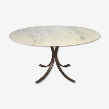 Vintage dining table in marble and steel 1970