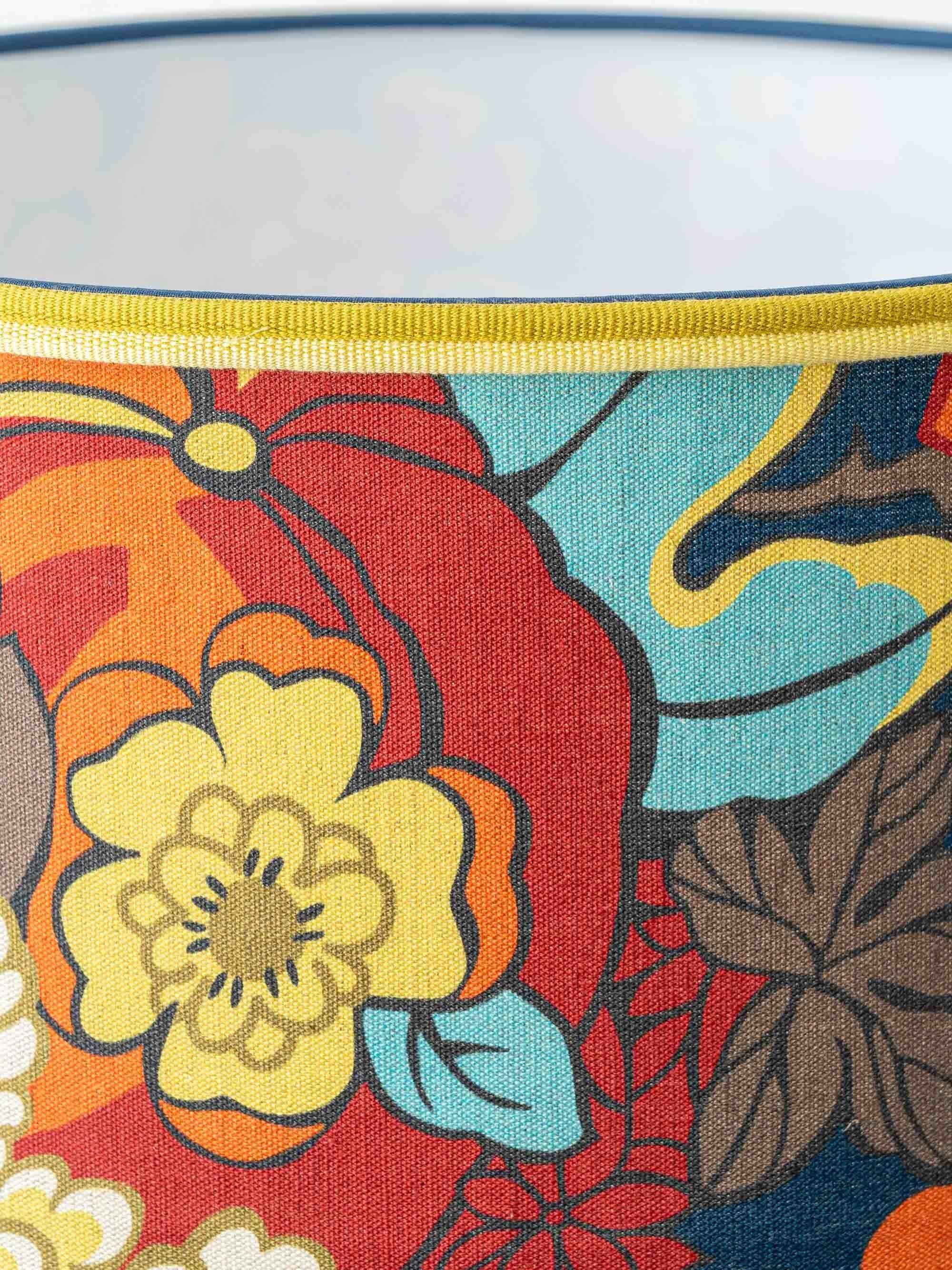 Lampe de table en céramique jaune espagnole, années 1960, abat-jour Liberty London rétro neuf