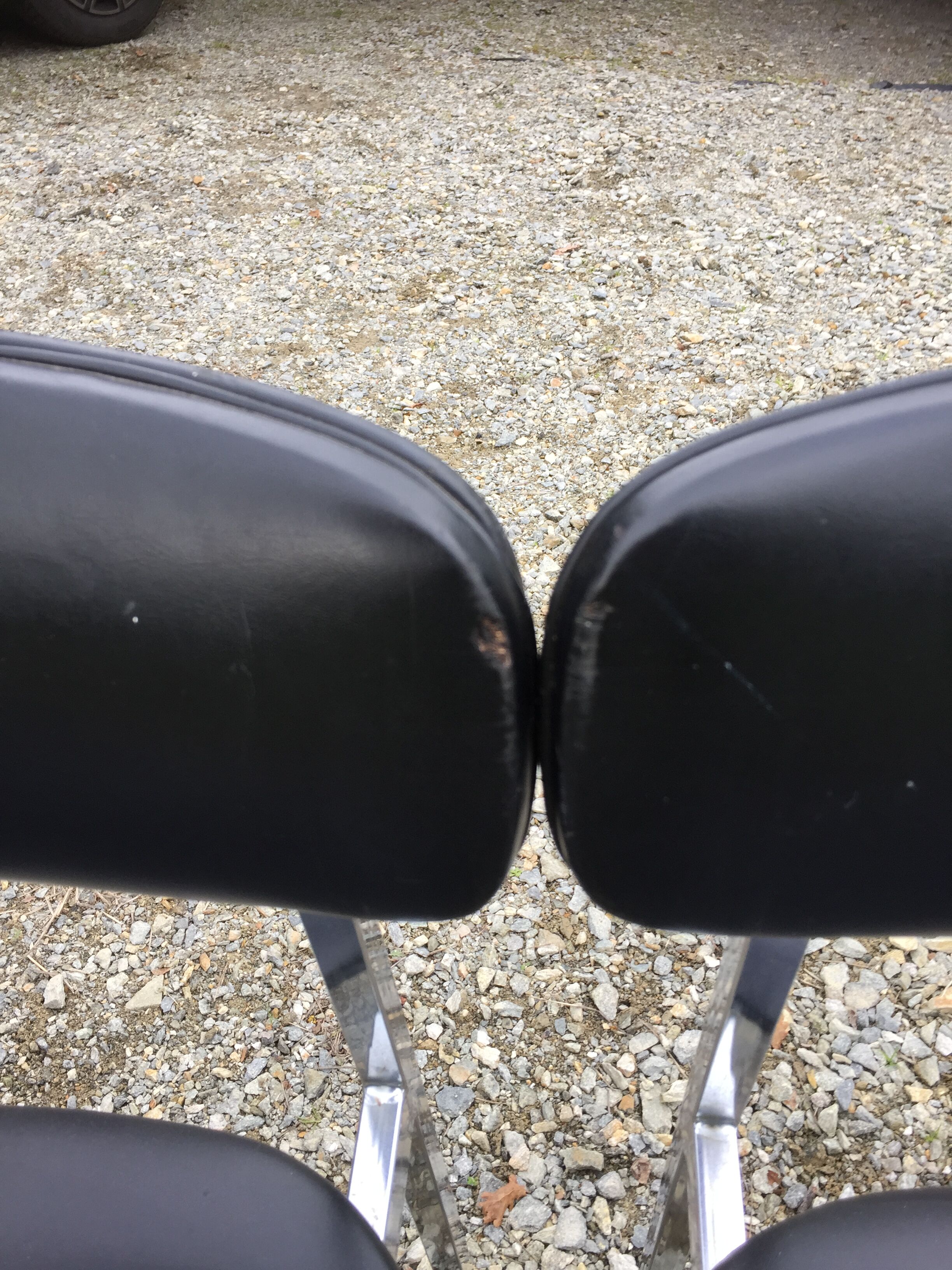 6 vintage chairs in black skaï with chrome metal tubular base.