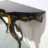 Console Napoleon III in blackened wood and golden flowers