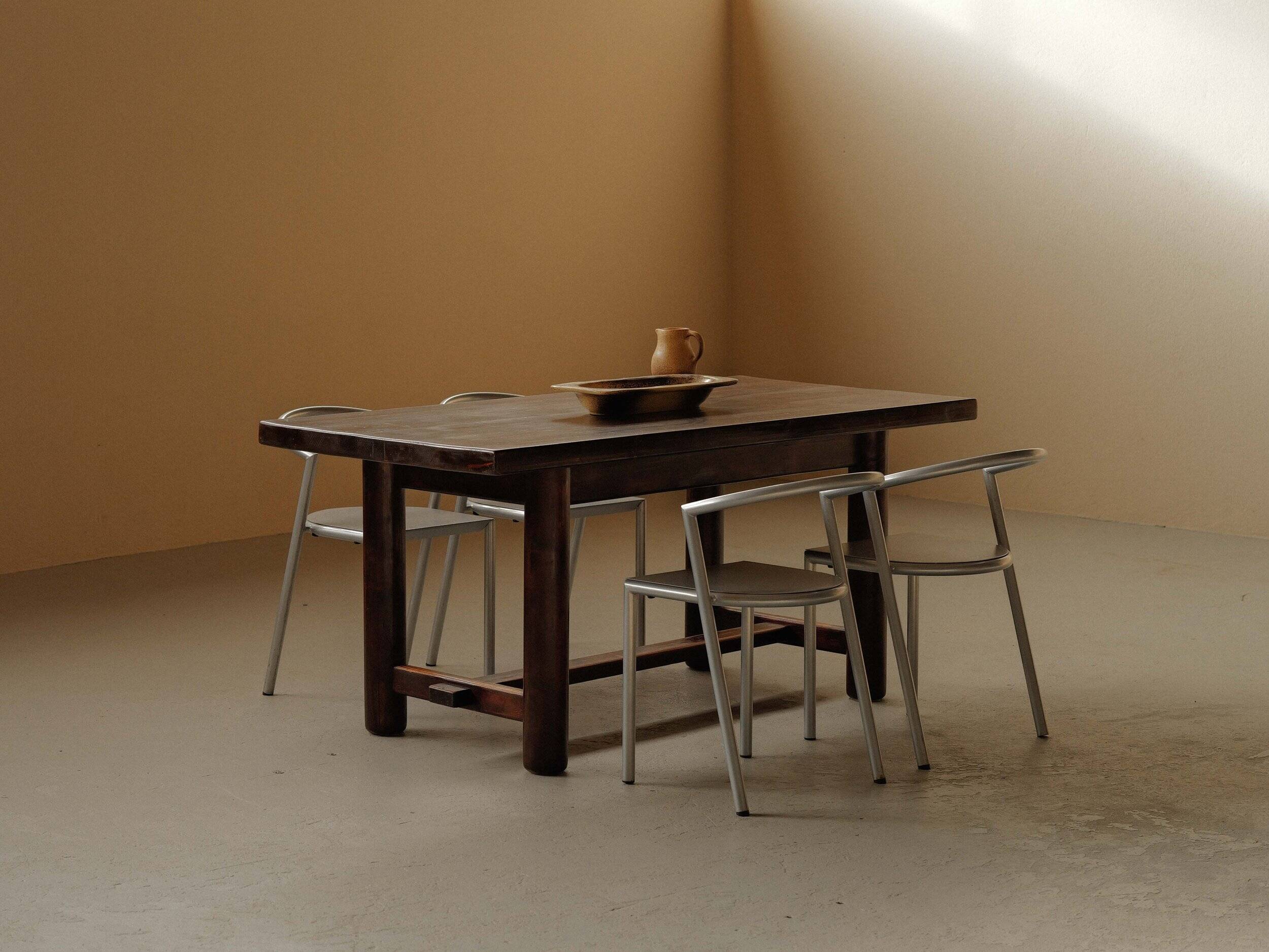 Modernist solid pine table, 1960s
