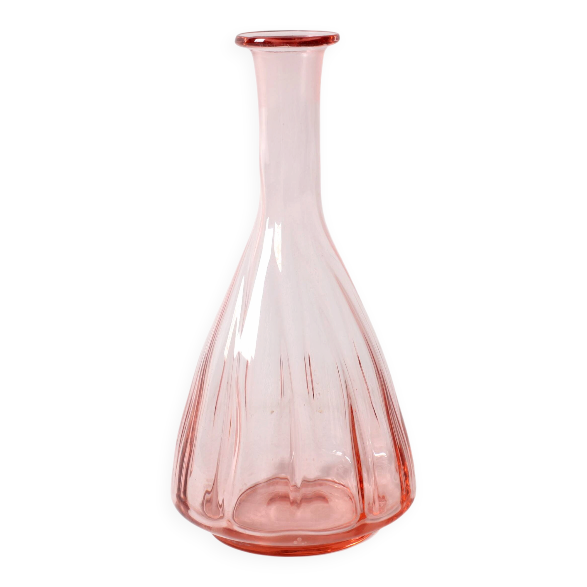Vintage Pink Glass Decanter: Mid-Century Empoli Carafe, Italy 1930s