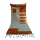Handmade orange and white wool rug, traditionally crafted, size 140 x 260 cm