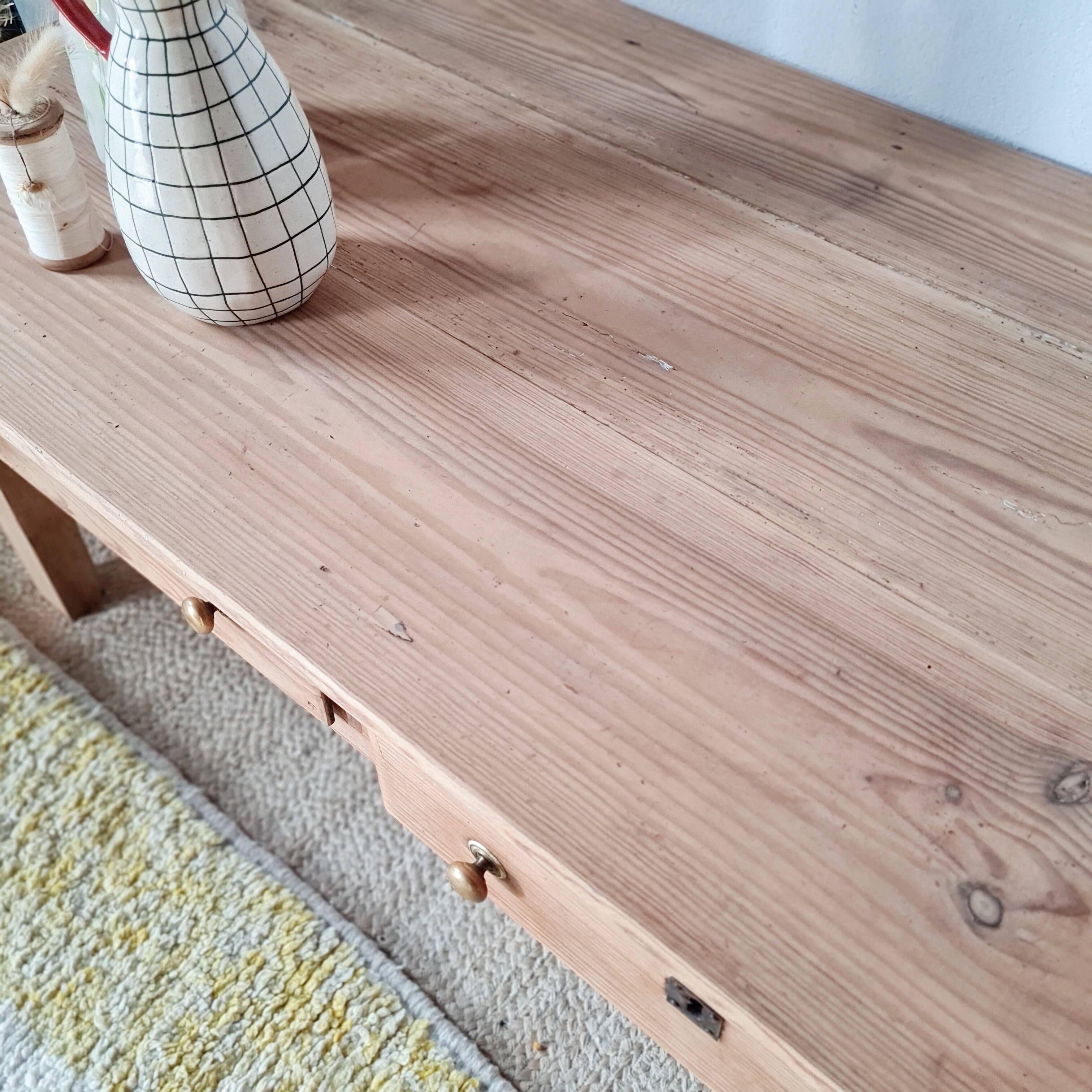 Table de ferme basse en bois 2 tiroirs