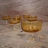 Lot of 6 Luminarc 70's amber champagne glasses