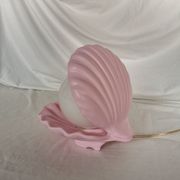 Pink shell and opaline pearl lamp, Saint-Jacques, France, 1970