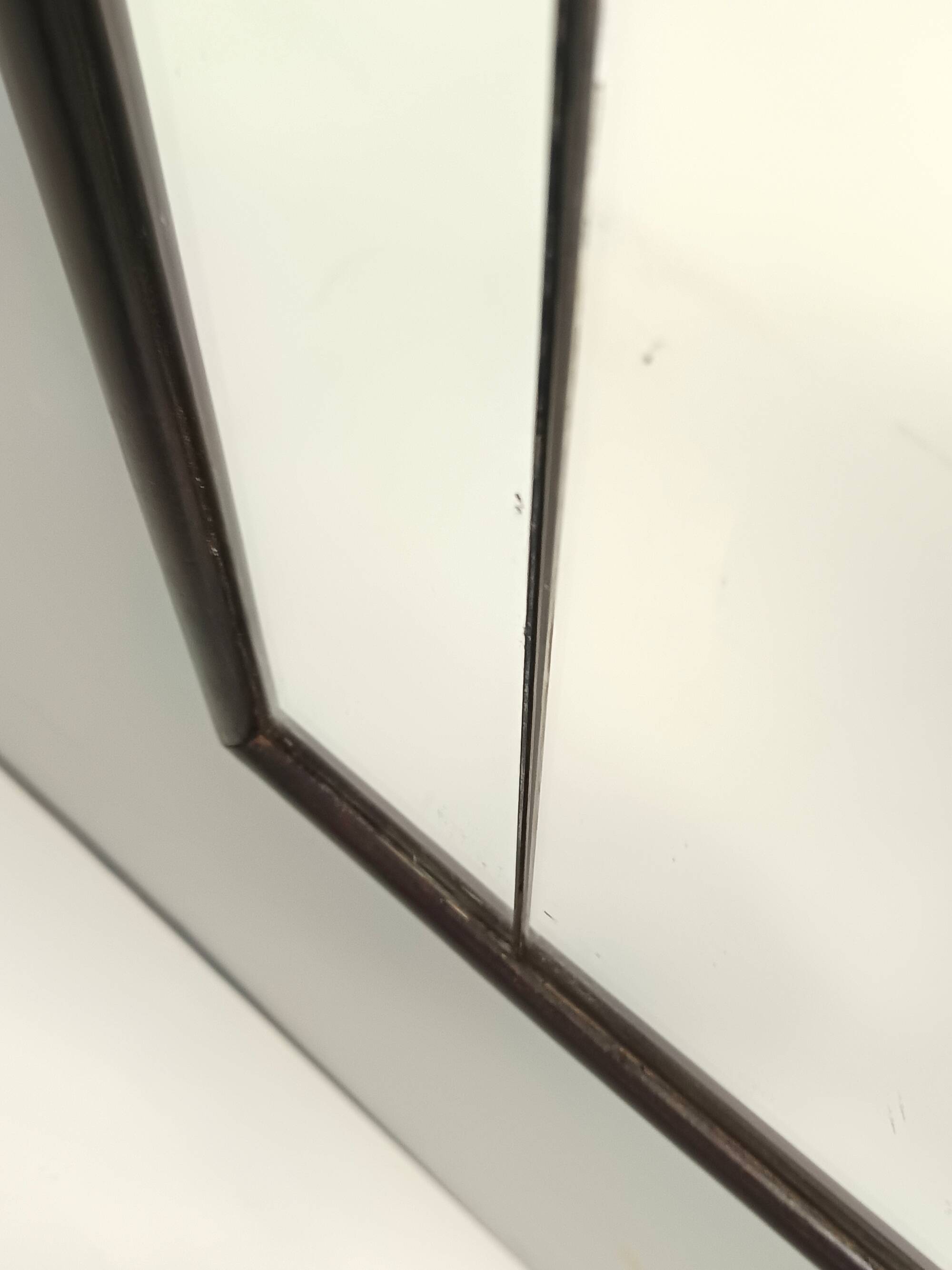 Art Deco Rectangular Wall Mirror with Black Beech Frame, Italy