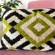 Velvet cushion Ikat diamond green