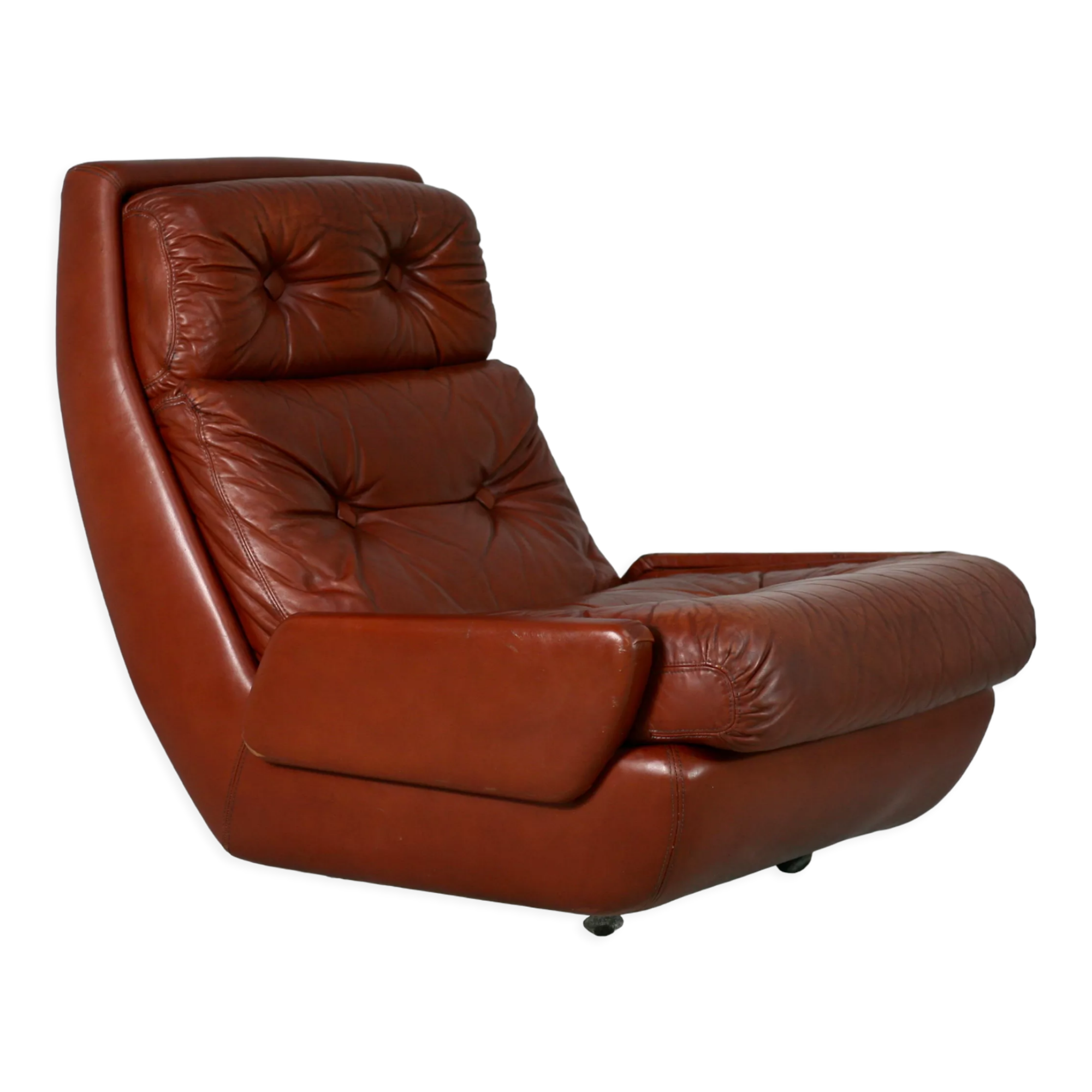 Easy chair "space age". Jean Prévost, France, leather, circa 1970