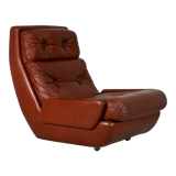 Easy chair "space age". Jean Prévost, France, leather, circa 1970
