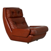 Fauteuil "space age", Jean Prévost, France, cuir, circa 1970
