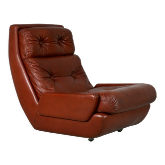 Easy chair "space age". Jean Prévost, France, leather, circa 1970