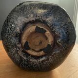 Black ceramic vase and galaxy, signed