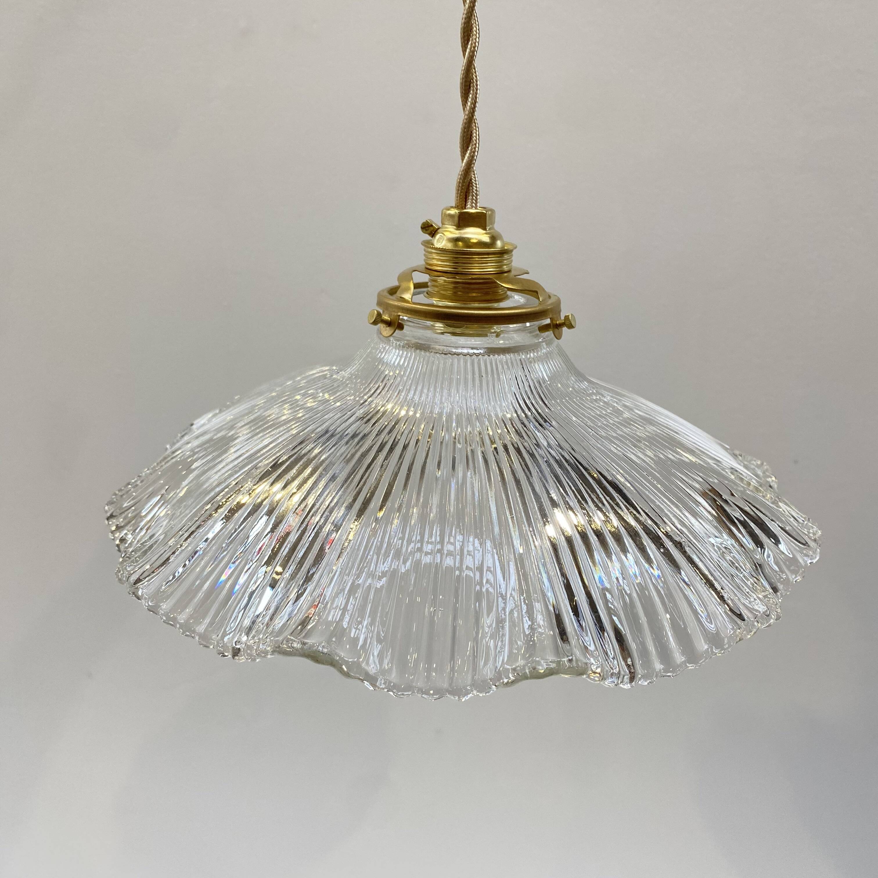 Holophane glass pendant light
