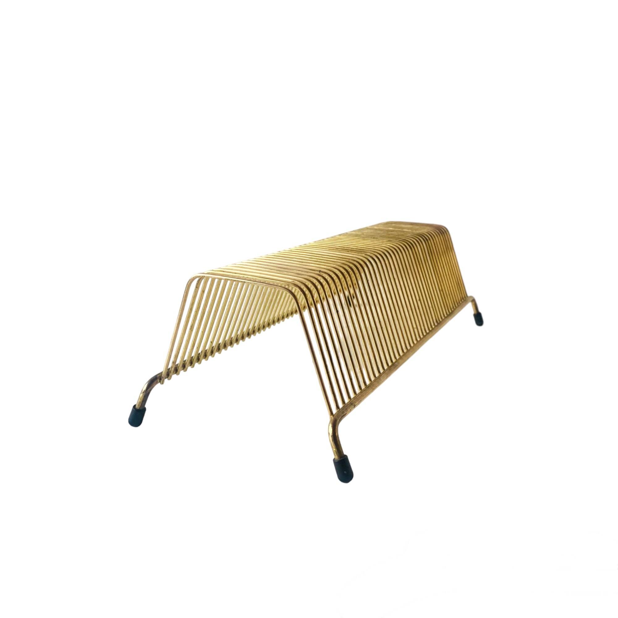 Vintage record holder in golden brass - for 40 vinyls