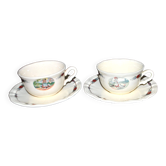 Sarreguemines set of 2 breakfast cups earthenware Obernai Ganzeliese and Tricot