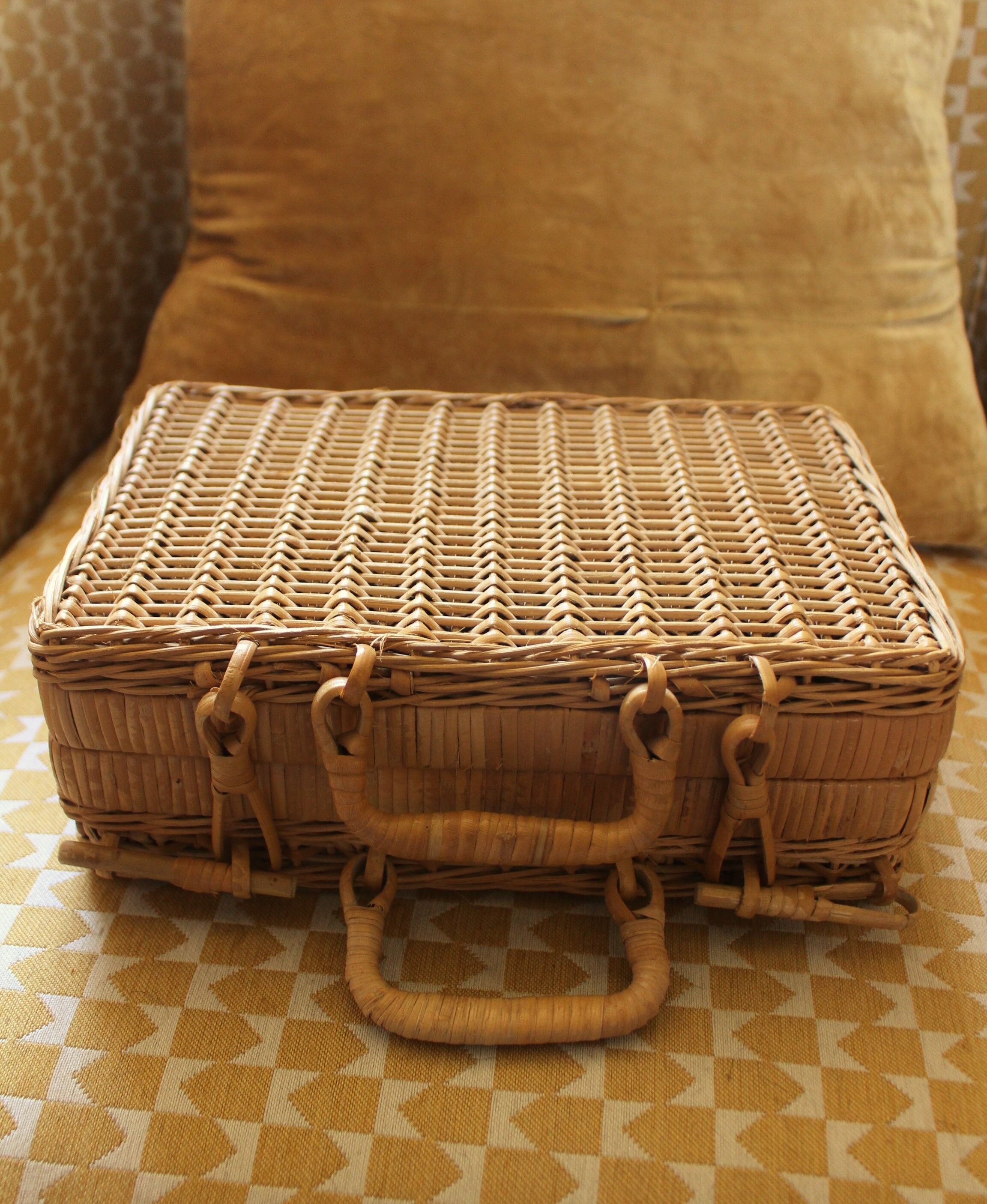 Vintage wicker suitcase