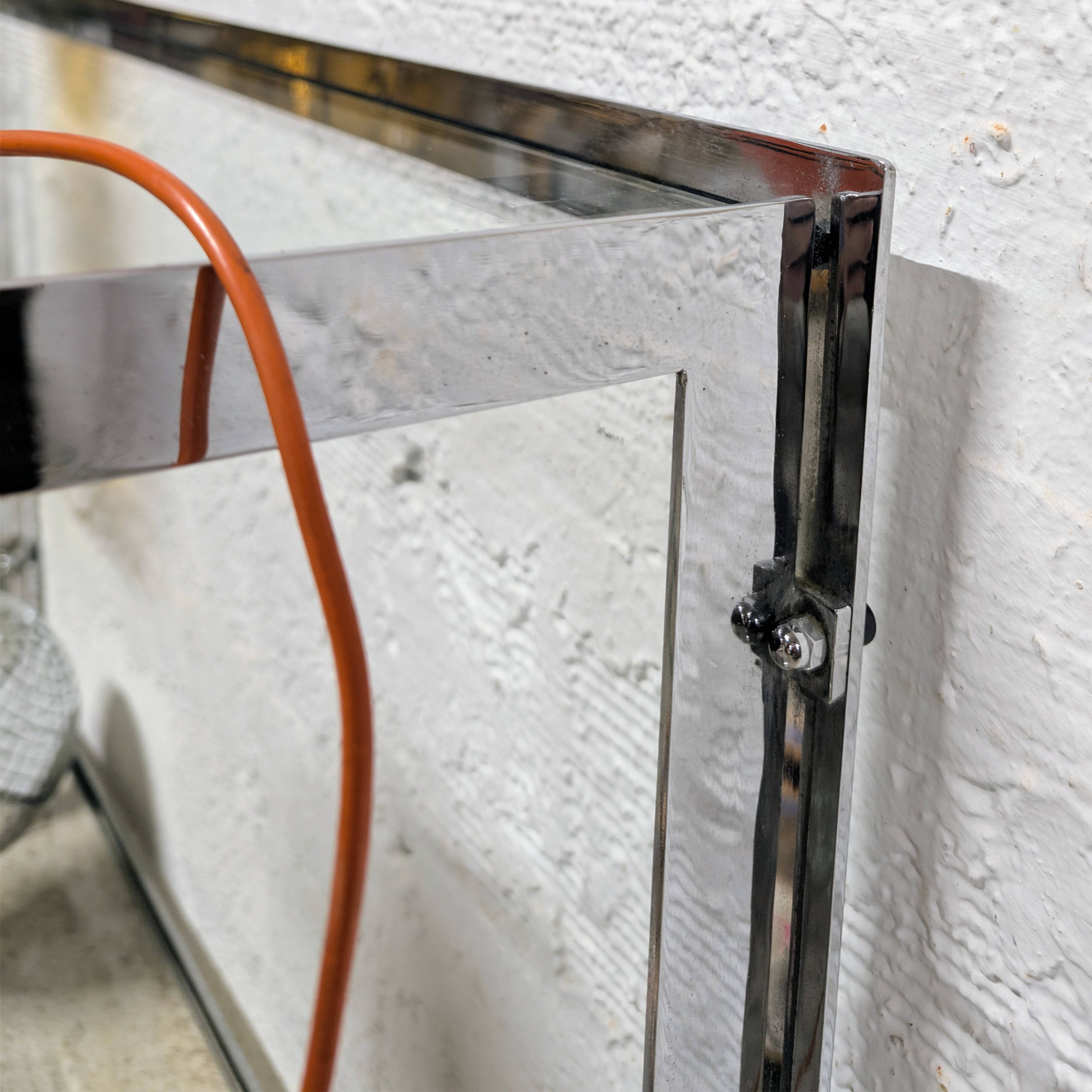 Table basse vintage chrome & verre Années 70
