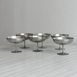 6 shiny metal cups with pearl rim