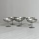 6 shiny metal cups with pearl rim