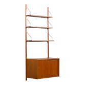Bibliothèque en teck avec armoire de portes coulissantes et 3 étagères, Danemark Années 1960