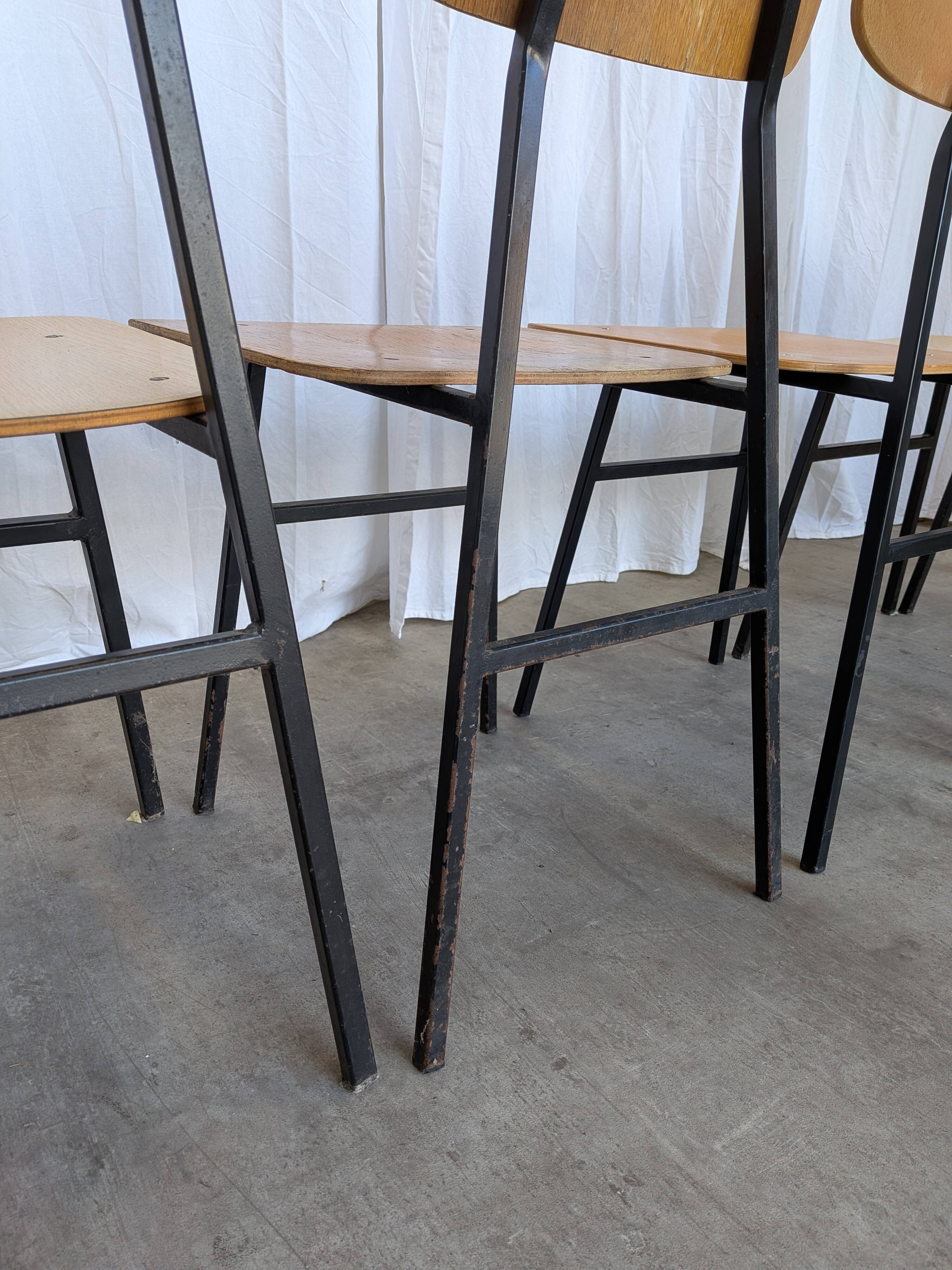 Set of 7 Vintage Industrial School Chairs / STOL Kamnik 1970s Yugoslavia