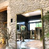 Mirror period early 19th structure in golden metal, mercury ice pricked 145/106cm