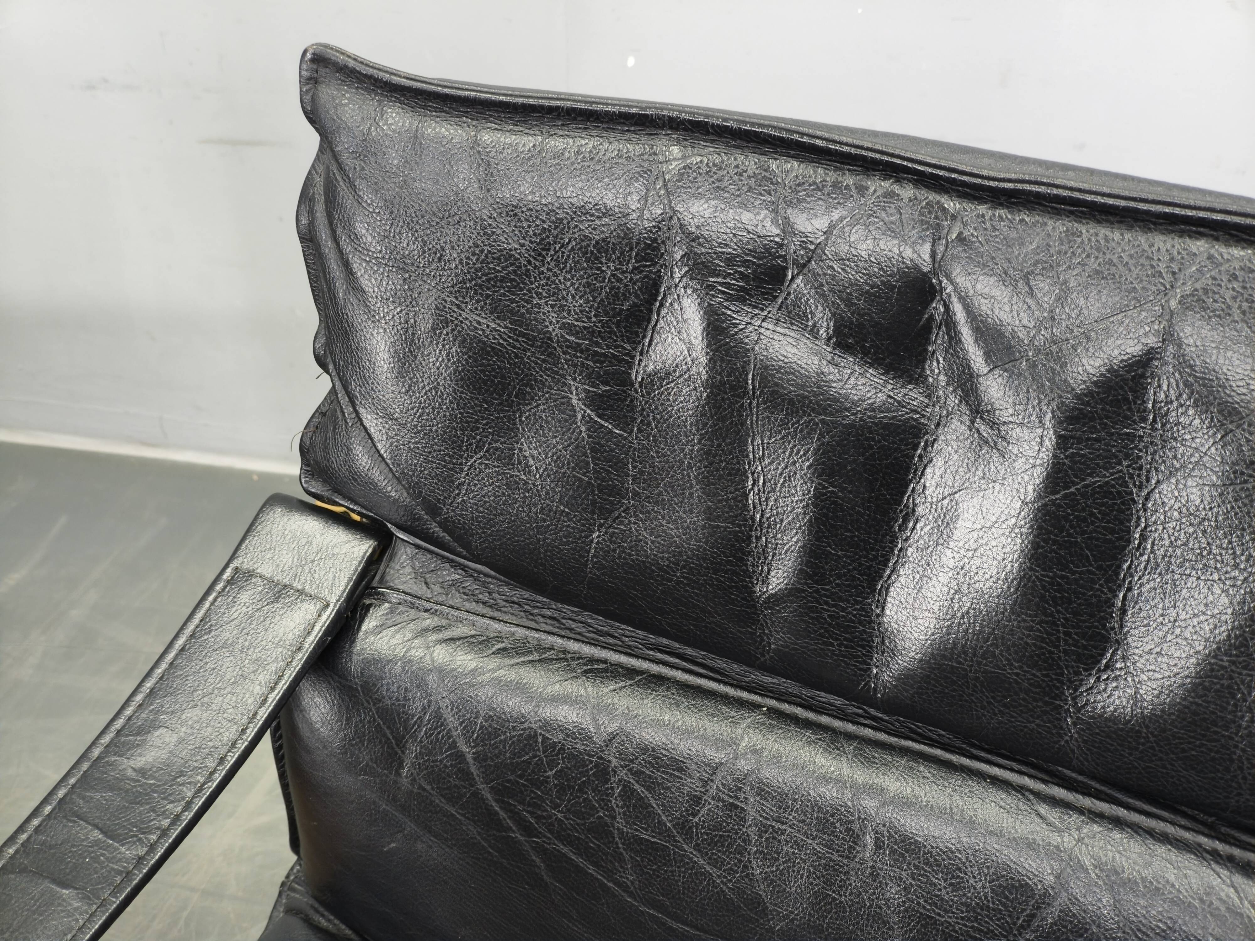 Pair of Leather Lounge Chairs by Åke Fribytter for Nelo Kroken 1960s