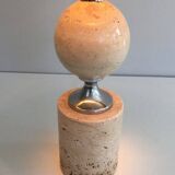Travertine and chrome lamp. Philippe Barbie