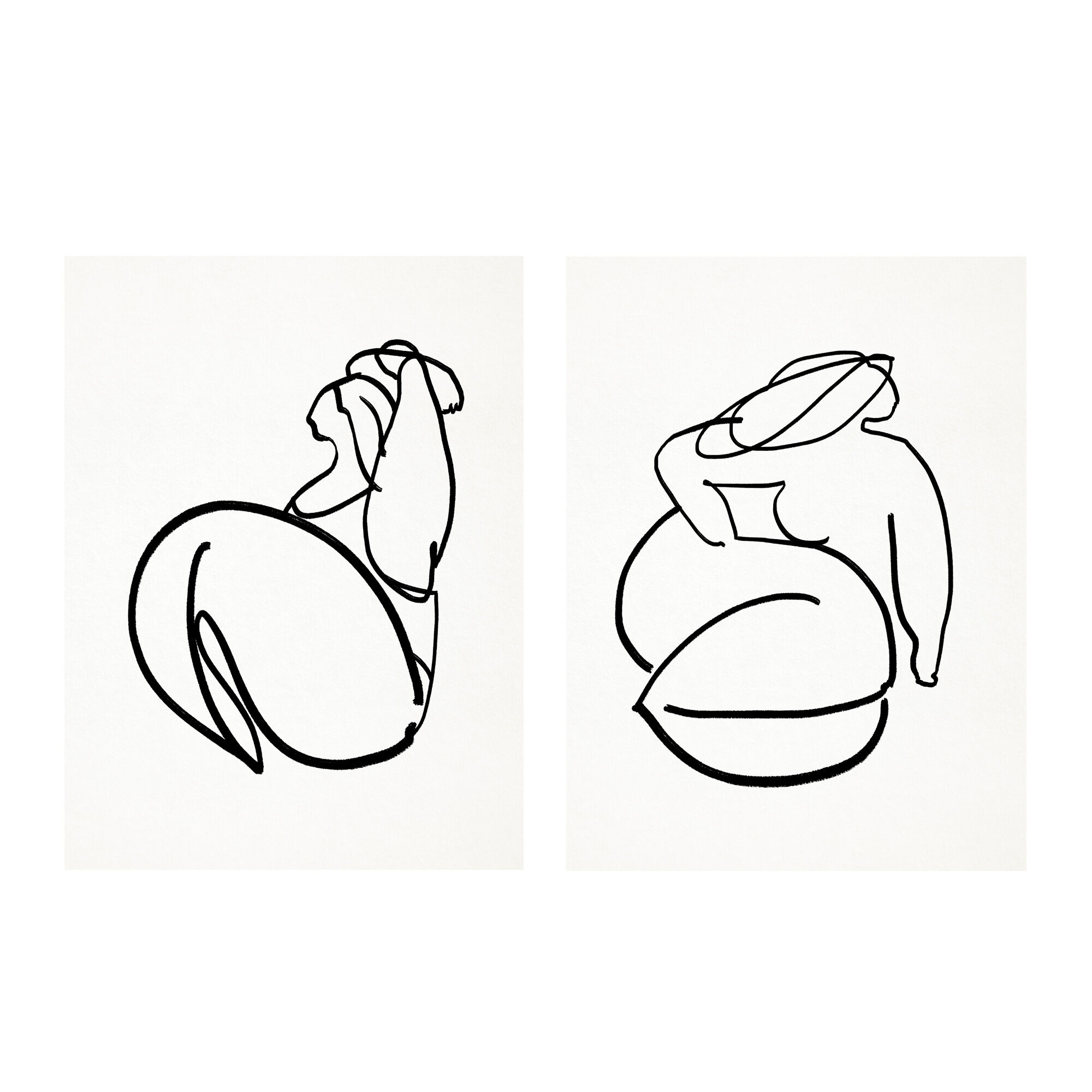 Pair of prints, female drawing wall art set of two, 50x70cm