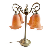 4 tulip lamp in orange glass leg