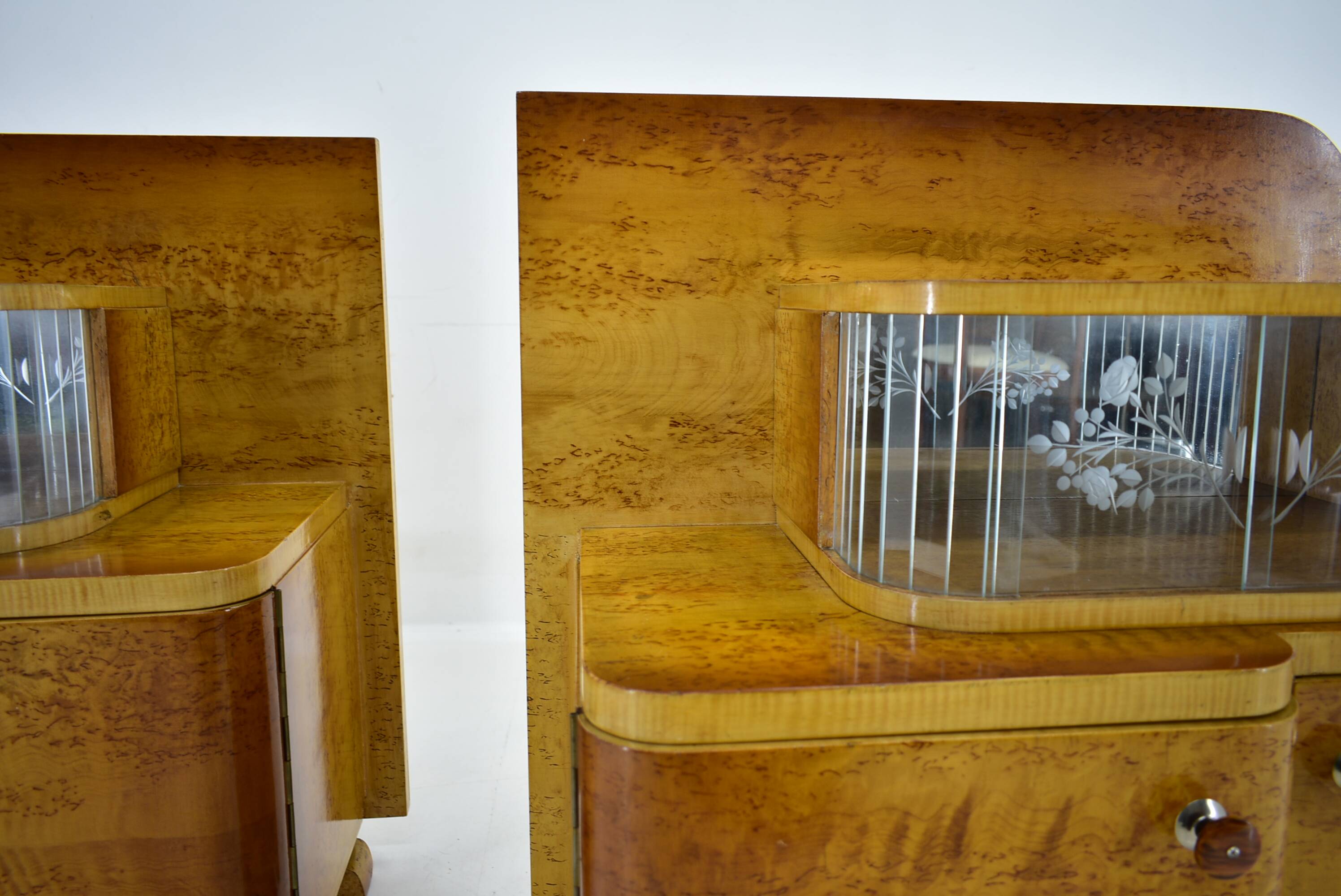 1939s set of Art Deco bedside tables, Czechoslovakia
