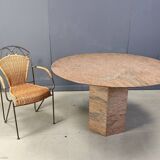 Vintage round granite dining table, 1970s