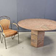Table à manger ronde en granit vintage, années 1970