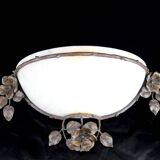 Art Deco wall sconce, wrought iron and alabaster – France, circa 1920