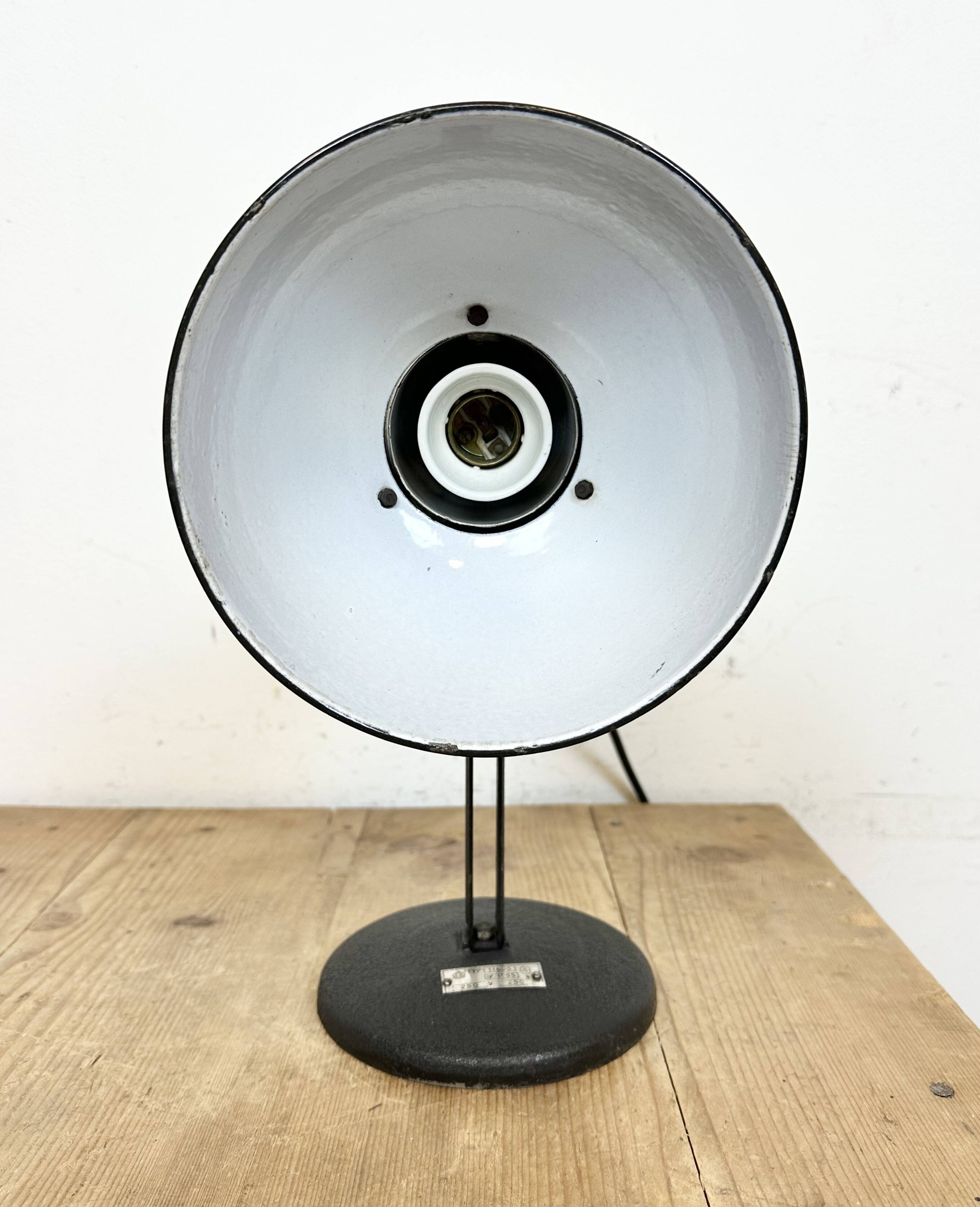Vintage black enamel table photo lamp, 1950s