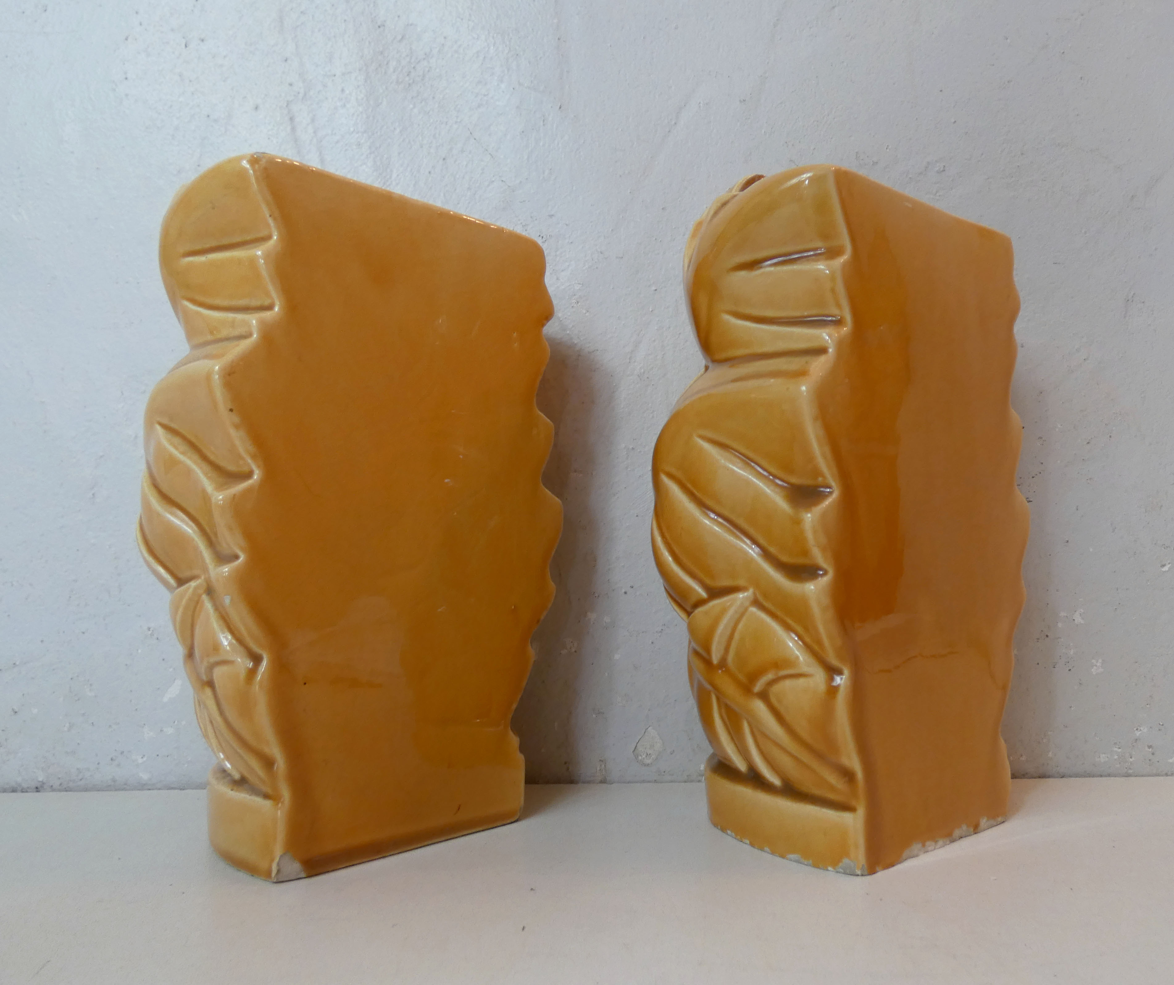 pair of vases in faience Saint Clement slurry art deco