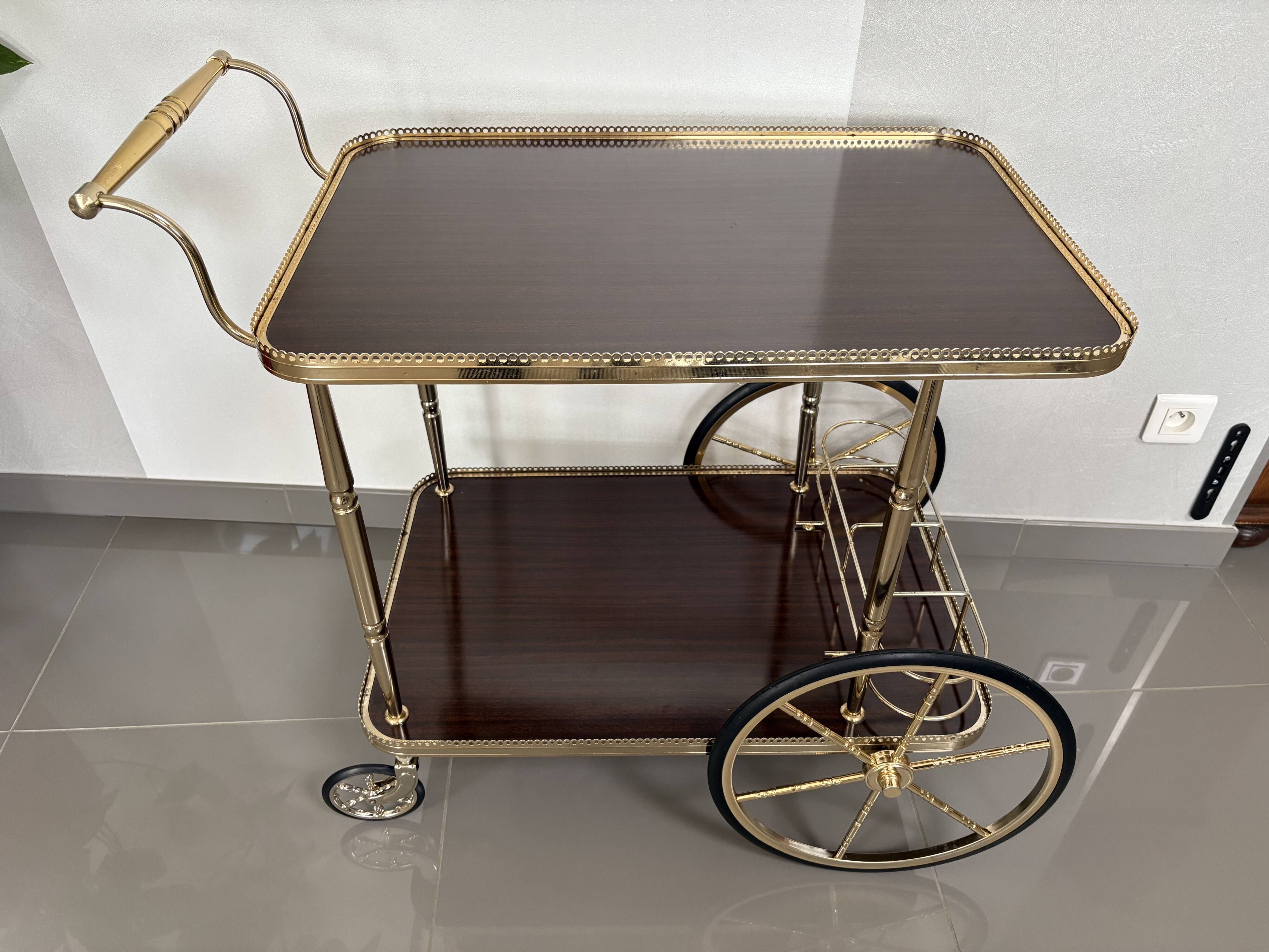 Desserte roulante - Chariot de bar vintage - Style Hollywood Regency