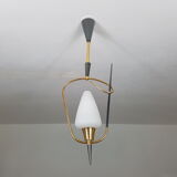 Black and gold chrome pin hanging lamp, 1950