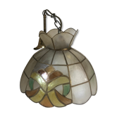 Suspension luminaire mother-of-pearl and brass