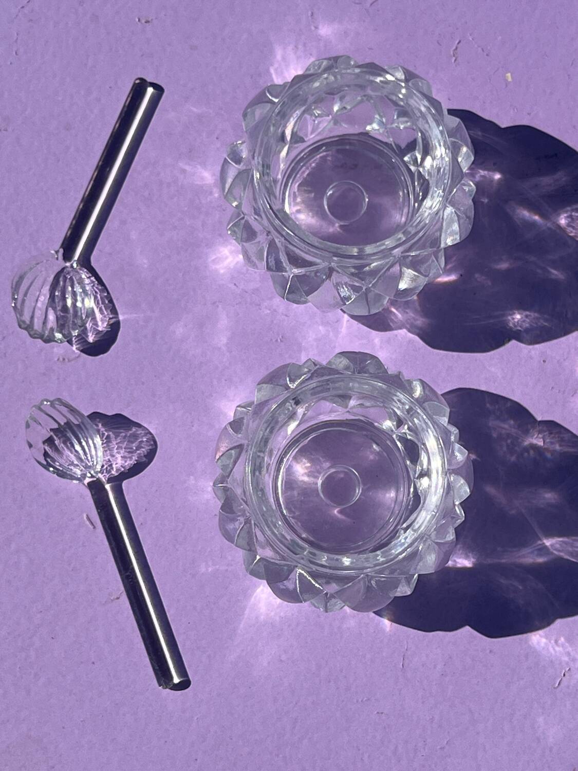 Set - 2 pieces salt shakers with crystal spoon